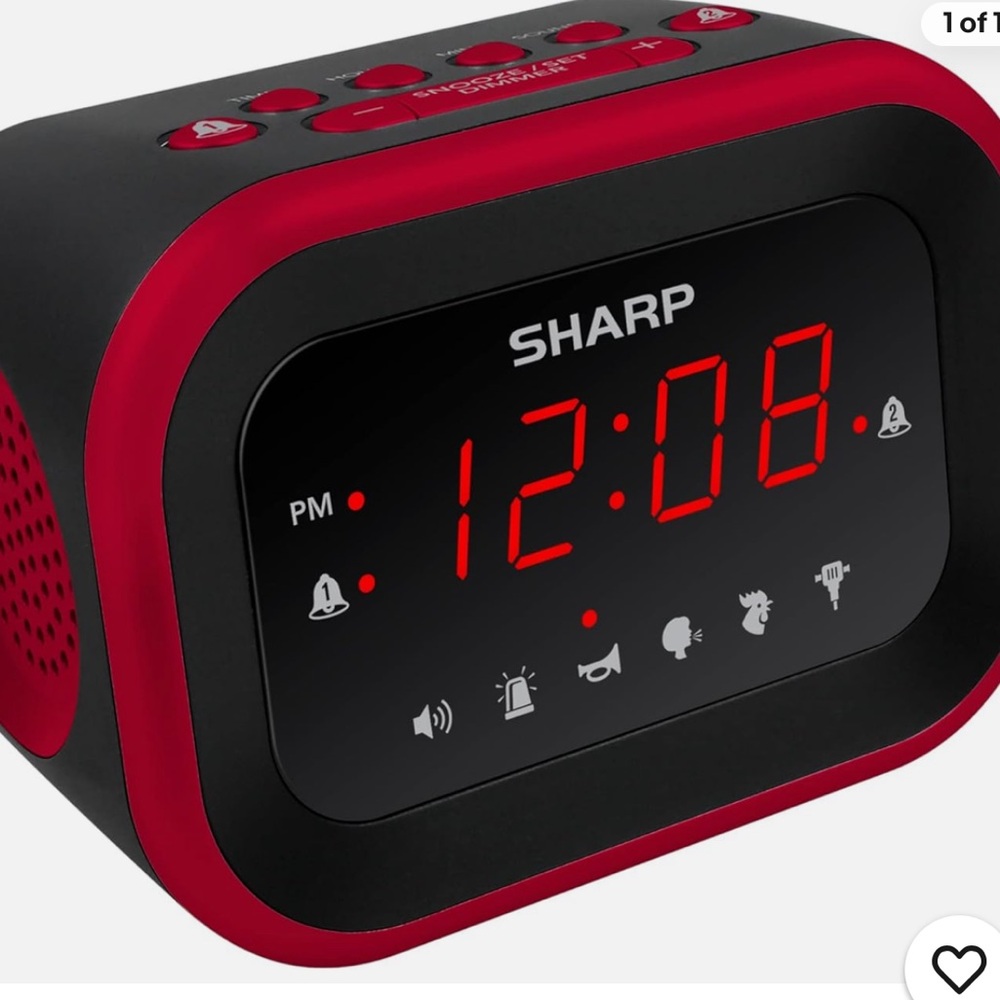 Sharp Red and Black Digital Alarm Clock